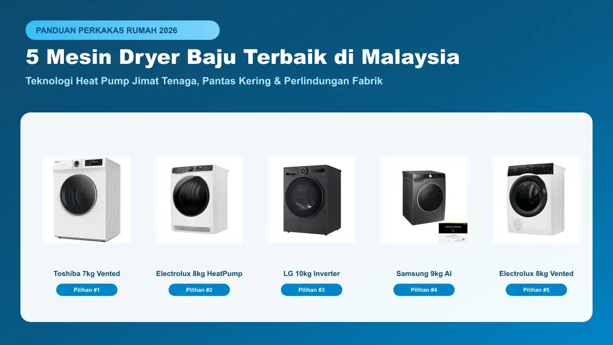 5 mesin dryer baju terbaik di malaysia dengan teknologi heat pump jimat elektrik dan vented