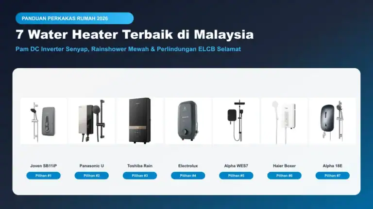 7 water heater terbaik di malaysia dengan pam inverter dc dan rainshower