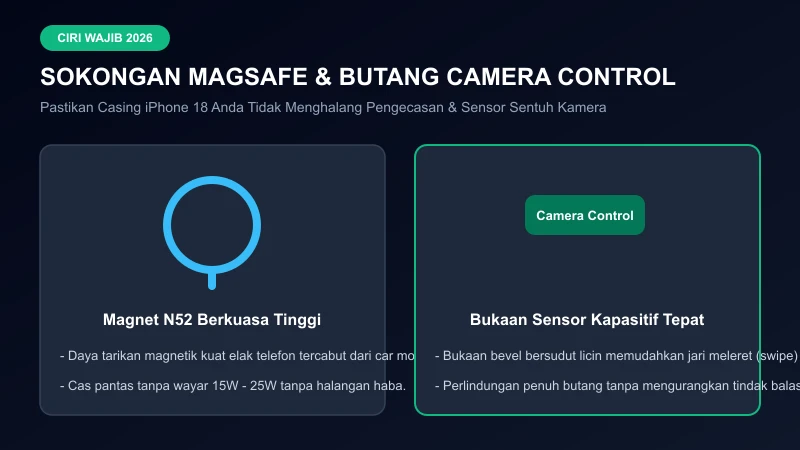 casing magsafe magnet n52 dan bukaan butang camera control iphone 18
