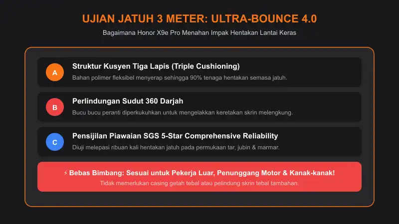 struktur kusyen tiga lapis ultra bounce anti drop 4.0 tahan jatuh 3 meter sgs 5-star