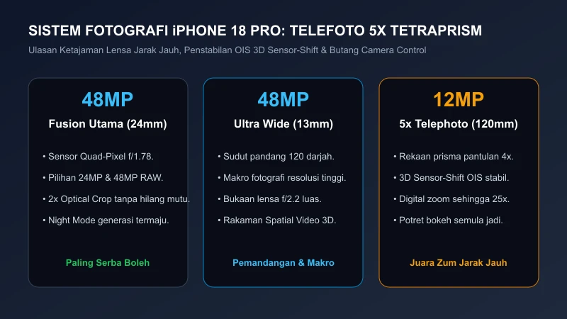 sistem kamera telefoto 5x tetraprism iphone 18 pro malaysia