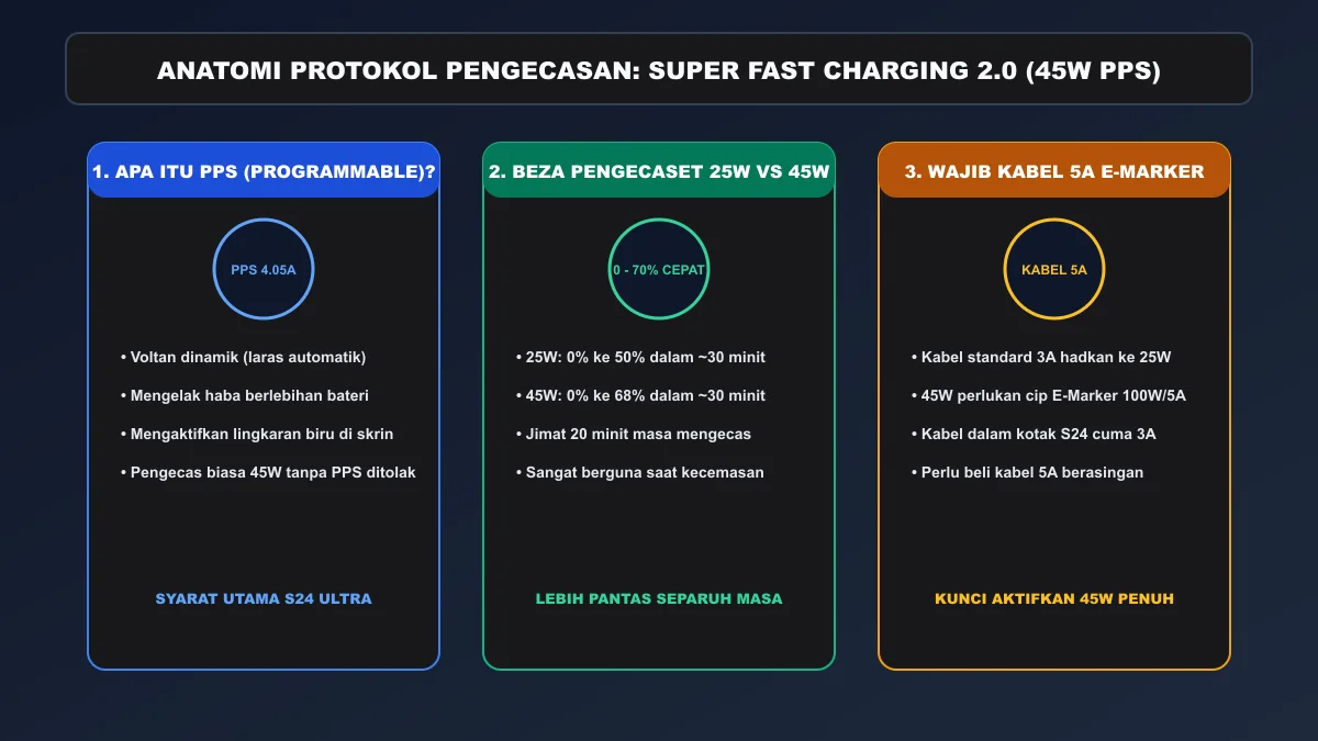 Anatomi protokol Super Fast Charging 2.0 45W PPS untuk Samsung S24 Ultra