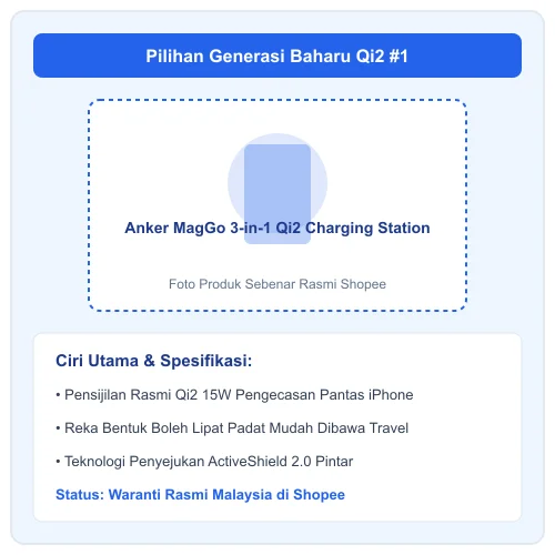 Anker MagGo 3-in-1 Qi2 Charging Station pengecasan pantas 15W reka bentuk lipat padat