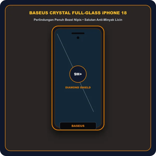 Baseus Crystal Full Glass kejernihan 99.9% tanpa bezel hitam