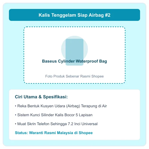 Baseus Cylinder Waterproof Bag reka bentuk kusyen udara terapung di atas air