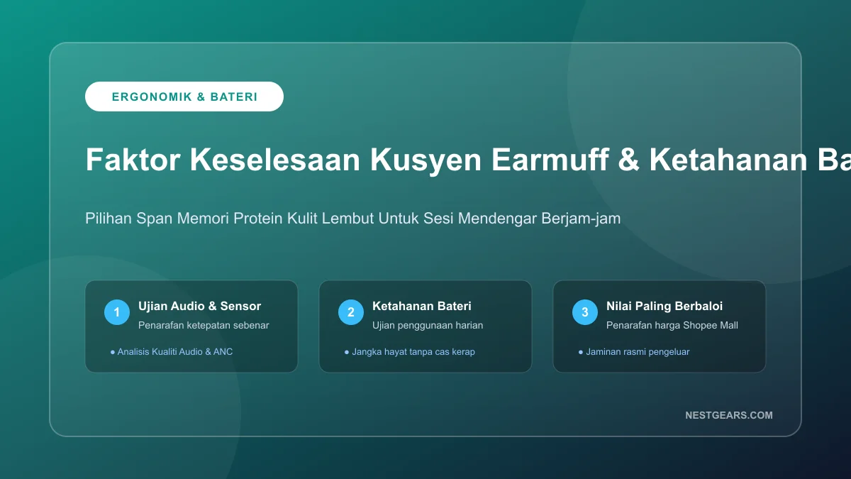 Faktor Keselesaan Kusyen Earmuff dan Ketahanan Bateri Headphone Bluetooth