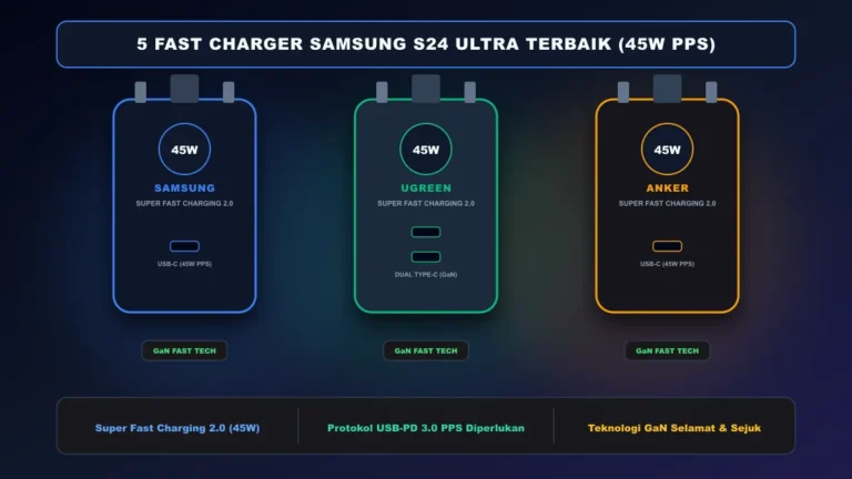 5 Fast charger Samsung S24 Ultra terbaik sokongan 45W PPS di Malaysia