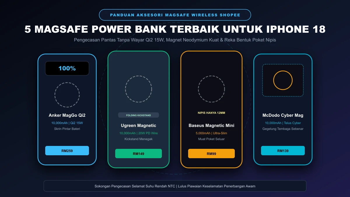 magsafe power bank terbaik untuk iphone 18 di malaysia anker ugreen baseus