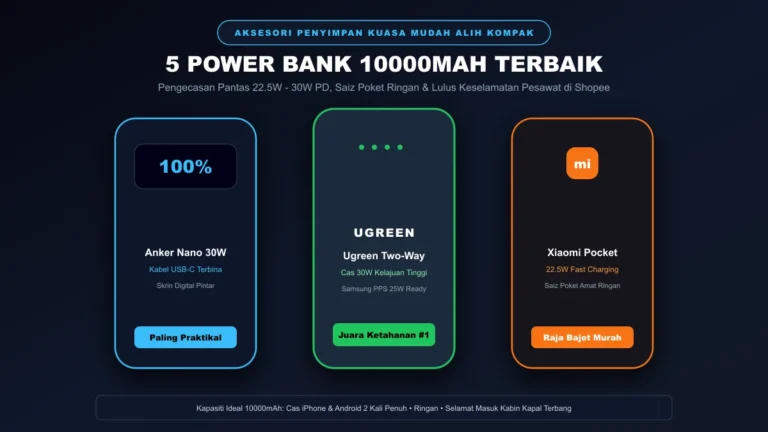 power bank 10000mah terbaik murah pantas pd 30w lulus penerbangan shopee malaysia