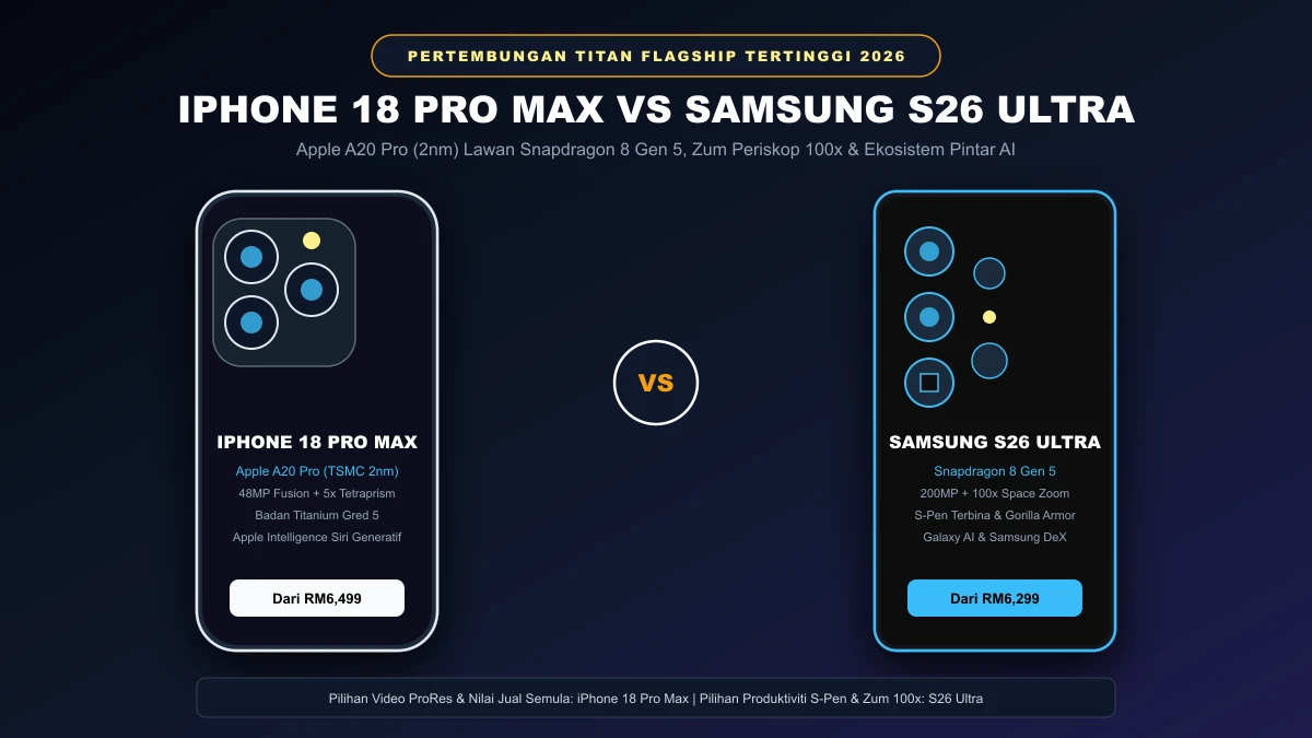 iphone 18 pro max vs samsung s26 ultra perbandingan flagship terbaik di malaysia