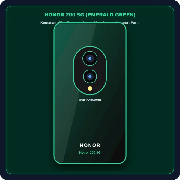 Honor 200 5G warna Emerald Green cipset Snapdragon 7 Gen 3