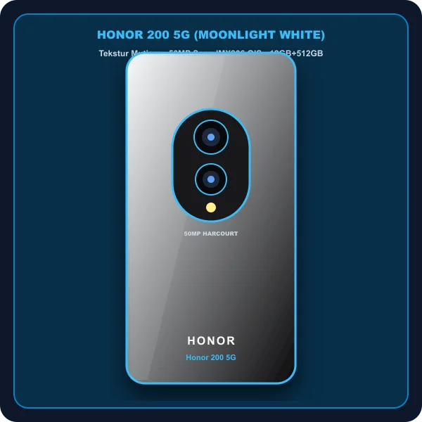 Honor 200 5G Moonlight White kamera 50MP potret Studio Harcourt