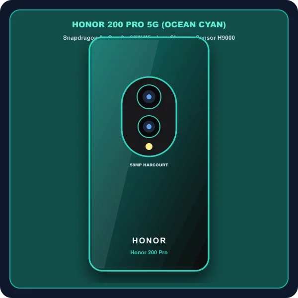 Honor 200 Pro 5G warna Ocean Cyan dengan sensor mercu H9000