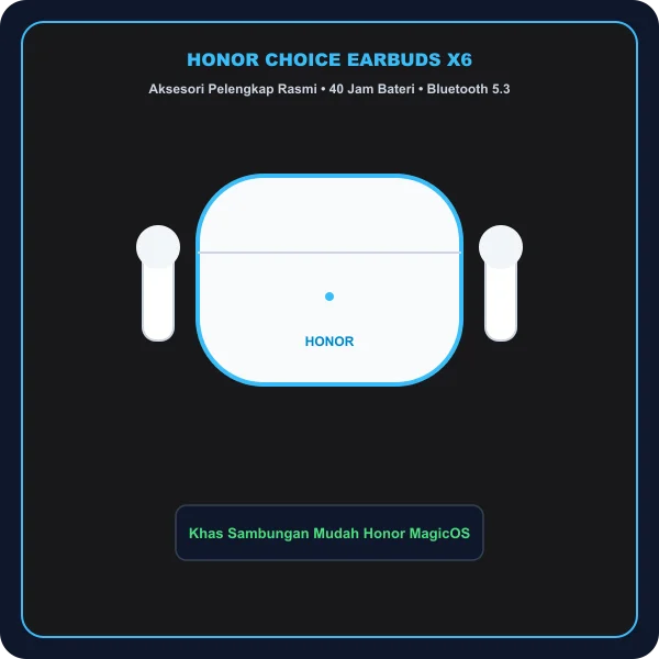 Honor Choice Earbuds X6 aksesori fon telinga tanpa wayar pelengkap