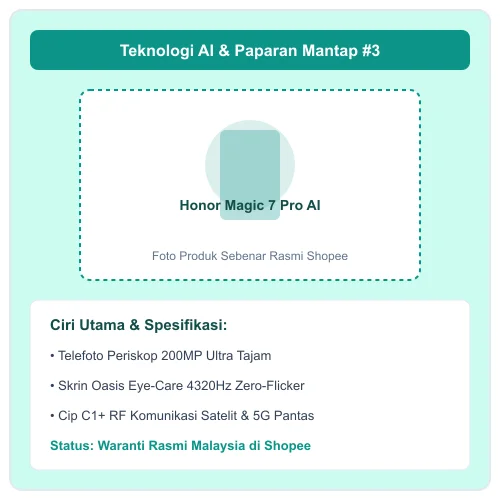Honor Magic 7 Pro telefoto periskop 200MP skrin Oasis Eye-Care 4320Hz