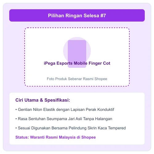 iPega Esports sarung jari nilon elastik lapisan perak serasi kaca tempered