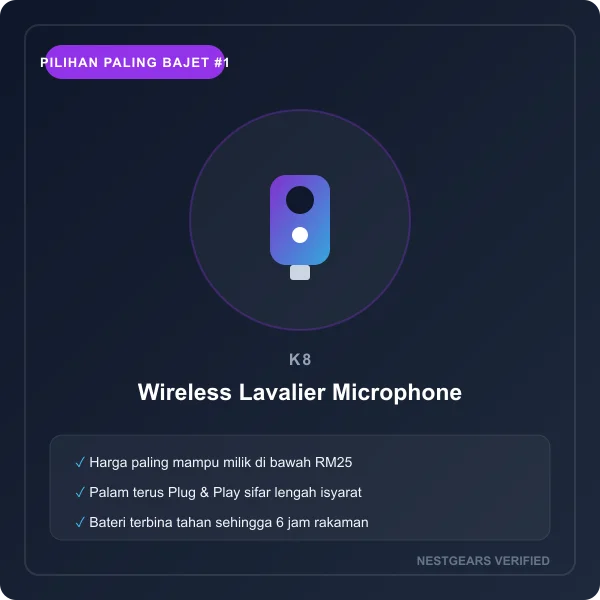 K8 Wireless Lavalier Microphone Clip-on Murah