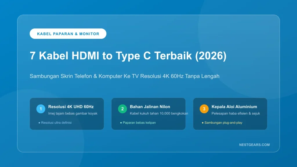 7 Kabel HDMI to Type C Terbaik Sambung TV Monitor Malaysia 2026