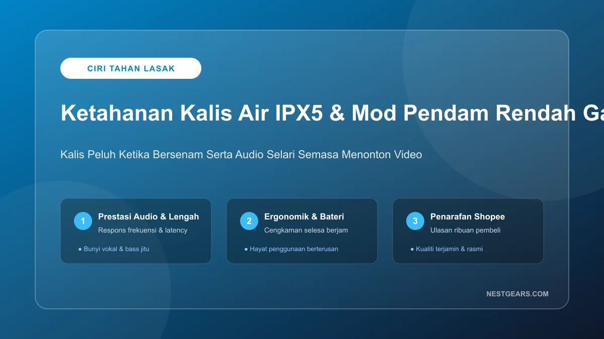 Ketahanan Kalis Air IPX5 dan Mod Pendam Rendah Gaming Earphone TWS Murah