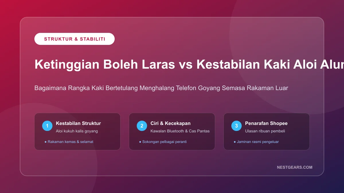 Ketinggian Boleh Laras vs Kestabilan Kaki Aloi Aluminium Tripod Telefon
