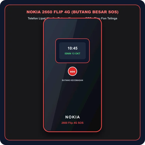 Nokia 2660 Flip telefon lipat klasik 4G butang besar dan butang SOS kecemasan