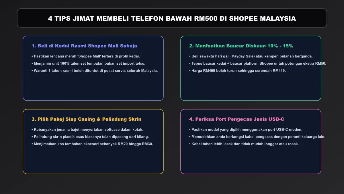 Panduan Penjimatan dan Waranti Rasmi Shopee Tips penjimatan baucar diskaun dan waranti rasmi Shopee Mall telefon bajet