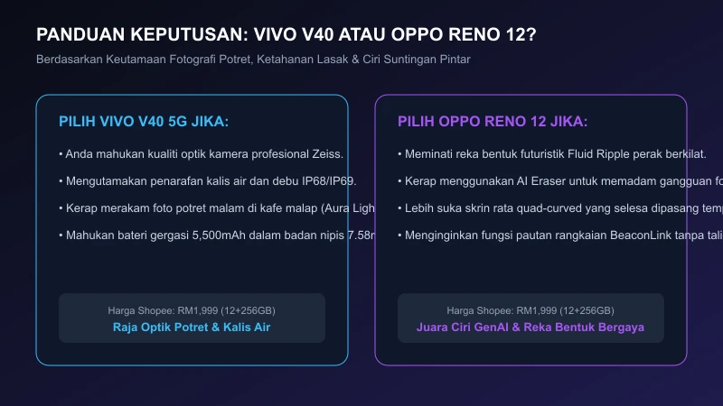 panduan pilihan vivo v40 optik zeiss ip68 vs oppo reno 12 rekaan fluid ripple