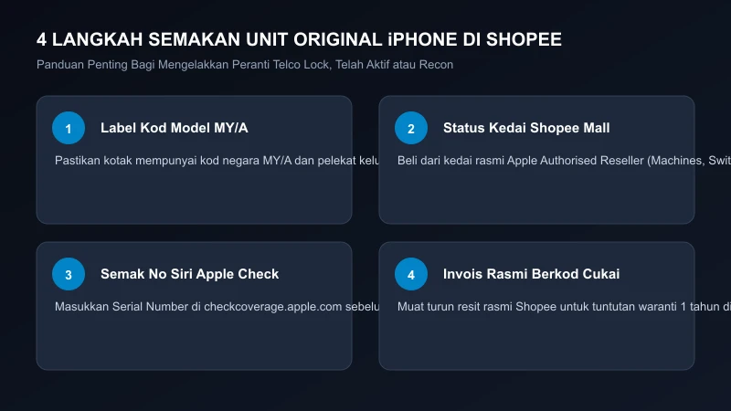 panduan semak unit iphone original kod mya shopee mall malaysia