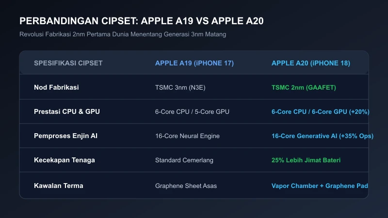 perbandingan cipset apple a19 dan apple a20 iphone 18