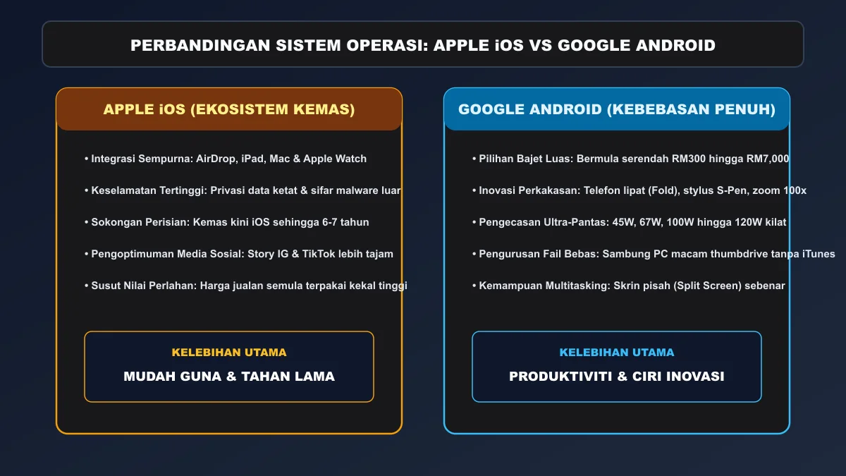 Perbandingan antaramuka Apple iOS dan Android One UI serta HyperOS