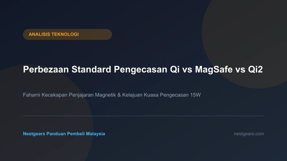 Perbandingan teknologi pengecasan tanpa wayar standard Qi MagSafe dan Qi2 15W pantas