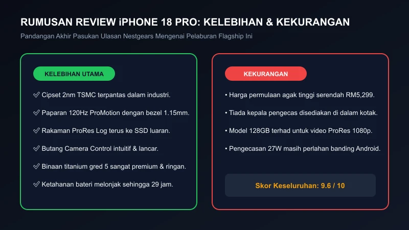 rumusan kelebihan dan kekurangan iphone 18 pro malaysia review
