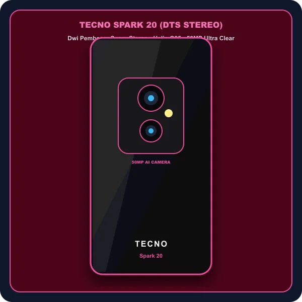 Tecno Spark 20 Bawah RM500 Tecno Spark 20 pembesar suara dwi-stereo DTS cipset Helio G85