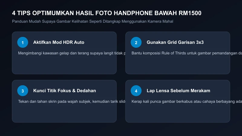 tips setting kamera telefon bajet bawah rm1500 hdr grid komposisi