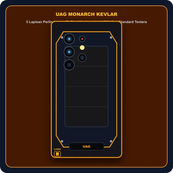 UAG Monarch Kevlar casing tahan lasak 5 lapisan standard tentera Samsung S24 Ultra