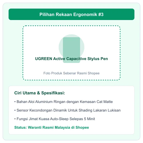 UGREEN Active Capacitive Stylus Pen sensor kecondongan dinamik aloi aluminium cat matte